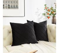 Velvet Cushion Covers 2 Pack - Black 50x50 cm