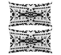Velvet Cushion Covers 40 x 80 cm Set of 2 Black and White Cushions Soft Throw Pillow Covers 16 x 32 Inch Rectangle Decorative Geometric Cushion Cover for Livingroom Bedroom Home Decor (XY192)