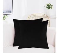 Velvet Cushion Covers-Pack of 2 Velvet cushion covers 45cm x 45cm,Square Throw Pillow Case,sofa cushion covers,Pillow Cases for Living Room, Sofa, Patio, Couch, Tent, Balcony, Home & Hotel【Black】