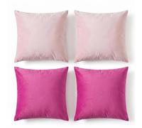 Velvet Cushion Covers Set of 4, 45x45cm Soft Square Throw Pillow Covers, Luxury Velvet Pillow Cases with Invisible Zipper, Decorative Pillowcases for Living Room, Sofa, Bedroom, Home Decor, Pink