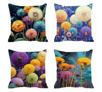 Velvet Cushion Covers Soft Decorative Square Throw Pillow Covers Cushion Soft Pillowcase Colorful Pack of 4 Double-sided Printing Invisible Zipper for Home Decor Sofa 80x80cm,32x32 in Dandelion F0P133