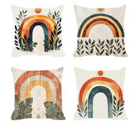 Velvet Cushion Covers Soft Decorative Square Throw Pillow Covers Cushion Soft Pillowcase Colorful Pack of 4 Double-sided Printing Invisible Zipper for Home Decor Sofa 80x80cm,32x32 in Leaf 1 F0P-96