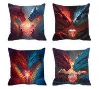 Velvet Cushion Covers Soft Decorative Square Throw Pillow Covers Cushion Soft Pillowcase Dragon Pack of 4 Double-sided Printing Invisible Zipper for Home Decor Sofa 40x40cm,16x16 in Love F0P-409