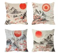 Velvet Cushion Covers Soft Decorative Square Throw Pillow Covers Cushion Soft Pillowcase Sun Pack of 4 Double-sided Printing Invisible Zipper for Home Decor Sofa 40x40cm,16x16 in Mountain F0P-645