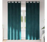 Velvet Dark Green Curtains 140x225 cm, 2 pcs, Eyelet, Blackout, Elegant Design