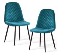 (Velvet Dark Teal) 2PCS Dining Chairs Padded Seat