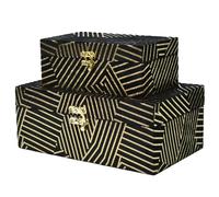 Velvet Decorative Boxes Storage Accessory Organizer Set of 2, Black | Jewelry Organizers with Gold Stripe,Modern Box for Vanity, Entryway & Coffee Table Décor