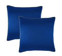 Velvet Decorative Pillow Cushion Covers Pack of 2 for Couch (2, Navy Base & Grey Piping, 18 x 18 inches)