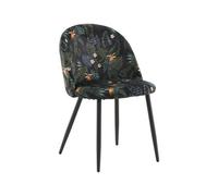Velvet Dining Chair 2 Pack , Black Flower Fabric