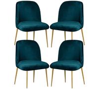 Velvet Dining Chair Cover Slipcover for Kitchen Living Room Stretch Upholstered Side Chair Cover with Curved Back Mid Century Modern Accent Set of 4 Navy Blue