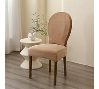 Velvet Dining Chair Covers Round Back, Farmhouse Style Stretchable Slipcovers for Kitchen Room, French Country Oval Side Protector Set of 2, 4 Armless(I,1ps)