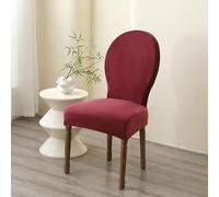 Velvet Dining Chair Covers Round Back, Farmhouse Style Stretchable Slipcovers for Kitchen Room, French Country Oval Side Protector Set of 2, 4 Armless(B,1ps)
