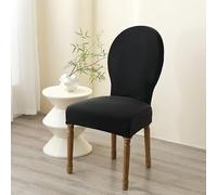 Velvet Dining Chair Covers Round Back, Farmhouse Style Stretchable Slipcovers for Kitchen Room, French Country Oval Side Protector Set of 2, 4 Armless(C,1ps)