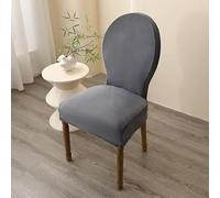 Velvet Dining Chair Covers Round Back, Farmhouse Style Stretchable Slipcovers for Kitchen Room, French Country Oval Side Protector Set of 2, 4 Armless(G,4ps)