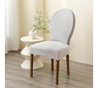 Velvet Dining Chair Covers Round Back, Farmhouse Style Stretchable Slipcovers for Kitchen Room, French Country Oval Side Protector Set of 2, 4 Armless(D,6ps)