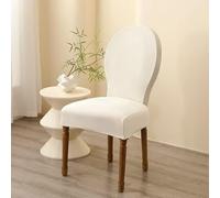 Velvet Dining Chair Covers Round Back, Farmhouse Style Stretchable Slipcovers for Kitchen Room, French Country Oval Side Protector Set of 2, 4 Armless(E,1ps)