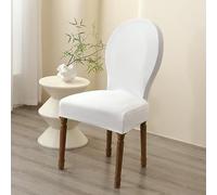 Velvet Dining Chair Covers Round Back, Farmhouse Style Stretchable Slipcovers for Kitchen Room, French Country Oval Side Protector Set of 2, 4 Armless(A,6ps)