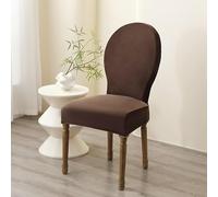 Velvet Dining Chair Covers Round Back, Farmhouse Style Stretchable Slipcovers for Kitchen Room, French Country Oval Side Protector Set of 2, 4 Armless(H,1ps)
