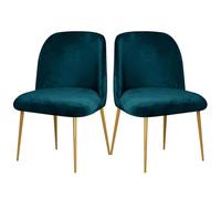 Velvet Dining Chair Covers - Set of 1/2/4/6, Curved Semi Circle Back Protector - Dark Blue (2PCS)