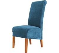 Velvet Dining Chair Covers, Stretch Large Chair Slipcover, Spandex High Back Chairs Cover Elastic Washable Removable XL Chair Protector (Color : Blue, Size : 8)