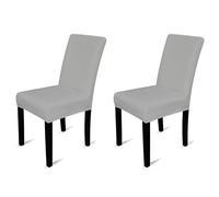 Velvet Dining Chair Covers Stretchable Spandex High Back Dining Chair Slipcovers Removable & Washable Seat Protector for Dining Room, Living Room Wedding, Hotel & Banquet, Silver Grey, Pack of 2