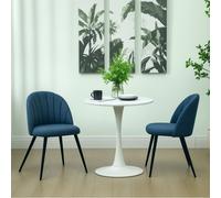 Velvet Dining Chairs Set of 2 with Back Modern Upholstered Kitchen Chairs HOMCOM Blue 2 Pack