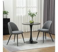 Velvet Dining Chairs Set of 2 with Back Modern Upholstered Kitchen Chairs HOMCOM Grey 2 Pack