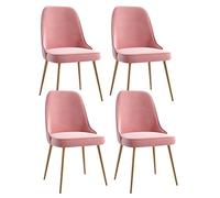 Velvet Dining Chairs Set of 4 Kitchen Chair with Ergonomic Backrest and Metal Legs for Counter Lounge Living Room Reception Chair
