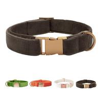 Velvet Dog Collar for Small Medium Dog, Durable Soft Velvet, White Green Orange Brown for Girl Boy, Adjustable Metal Buckle Puppy Collar Suitable for Running, Playing and Weddings. (Brown, M)