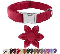 Velvet Dog Collar with Flower - Sunflower Puppy Collar with Zinc Alloy Safety Buckle, Adjustable Soft Pet Collar, Detachable Festive Dog Collar with Metal D-Ring for Small Medium Large Dogs