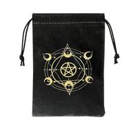 Velvet Drawstring Bag - Tarot Card Storage Pouch, Soft Multifunctional Holder | Oracle Card Bag With Pentagram Design, Perfect For Crystals Jewelry Small Items Collectibles