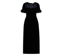 Velvet Dress with Fox Fur Appliqué - female - Fendi - Midi Dresses - Black - 2XS - Dresses 2XS