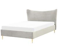 Beliani Bed Velvet Chaleix 140 X 200 Cm (Eu Double) Light Grey