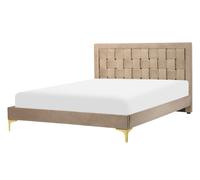 Velvet EU Double Bed Taupe LIMOUX