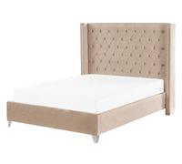 Bed Velvet LUBBON 140 x 200 cm (EU Double) Beige