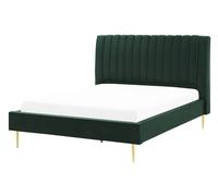 Beliani Bed Velvet Marville 140 X 200 Cm (Eu Double) Emerald Green