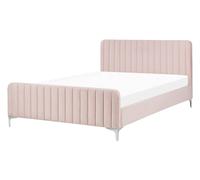 Bed Velvet LUNAN 140 x 200 cm (EU Double) Pastel Pink