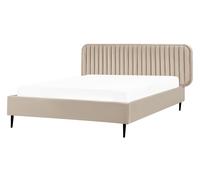 Beliani Bed Velvet Brin 140 X 200 Cm (Eu Double) Taupe
