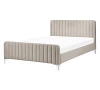 Velvet EU Double Size Bed Taupe LUNAN