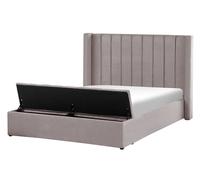 Bed with Storage Bench NOYERS Velvet Grey 140 x 200 cm (EU Double)