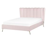 Bed Velvet MIRIBEL 140 x 200 cm (EU Double) Pastel Pink
