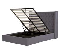 Velvet EU Double Size Ottoman Bed Grey LUBBON