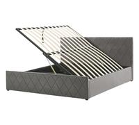 Beliani Ottoman Bed Rochefort Velvet Grey 140 X 200 Cm (Eu Double)