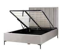 Beliani Ottoman Bed Sezanne Velvet Light Grey 140 X 200 Cm (Eu Double)