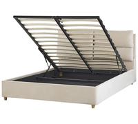 Ottoman Bed BATILLY Velvet Light Beige 140 x 200 cm (EU Double)