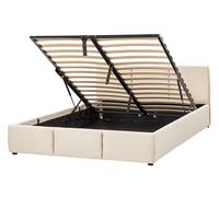 Ottoman Bed Velvet BOUSSE 140 x 200 cm (EU Double) Light Beige