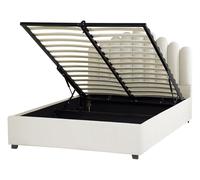 Beliani Velvet Eu Double Size Ottoman Bed Off White Vincennes