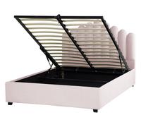 Beliani Ottoman Bed Vincennes Velvet Pastel Pink 140 X 200 Cm (Eu Double)