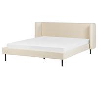 Bed Velvet ARETTE 160 x 200 cm (EU King Size) Light Beige