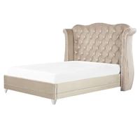 Beliani Bed Velvet Ayette 160 X 200 Cm (Eu King Size) Beige